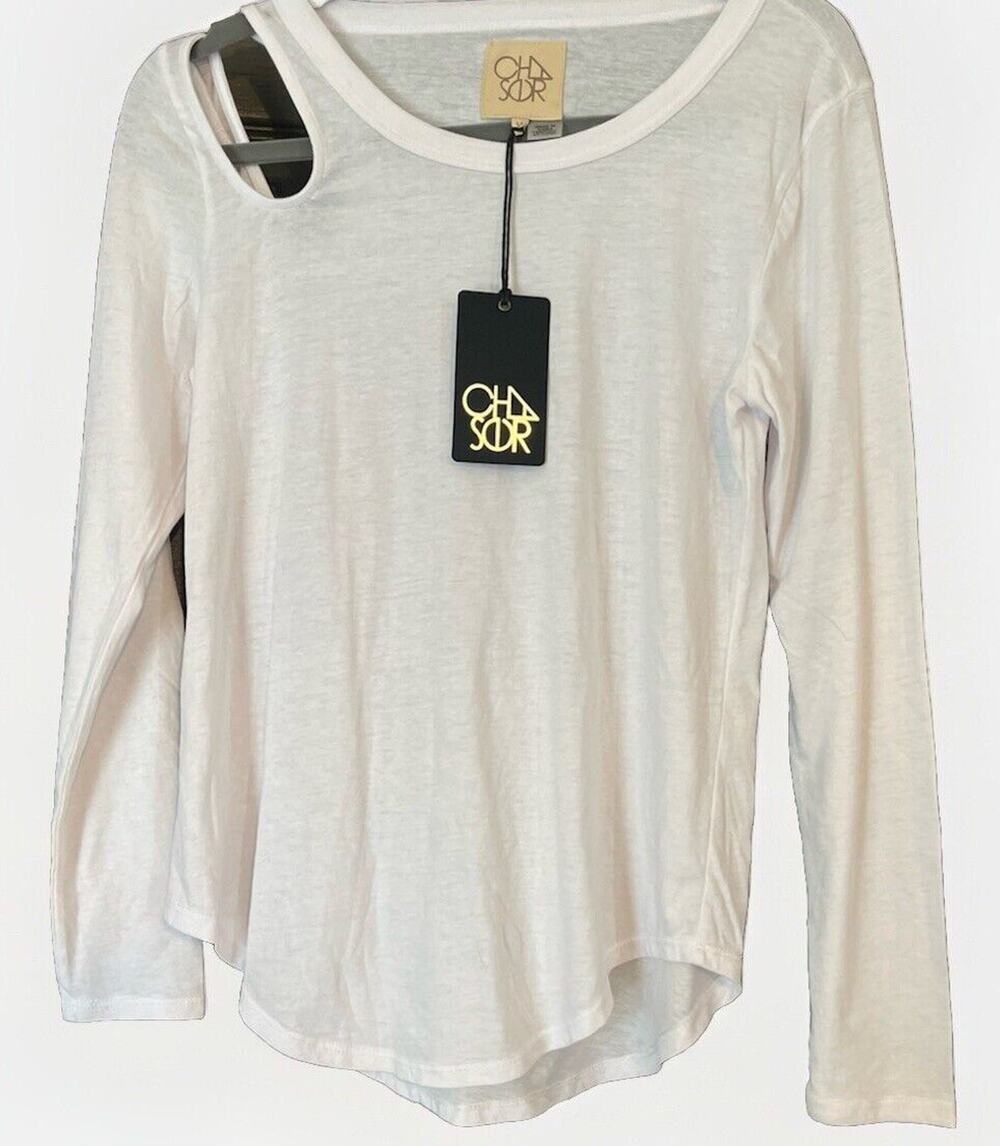 Chaser Cold Shoulder Cutout Vented One Shoulder Long Sleeve Tee Size Medium